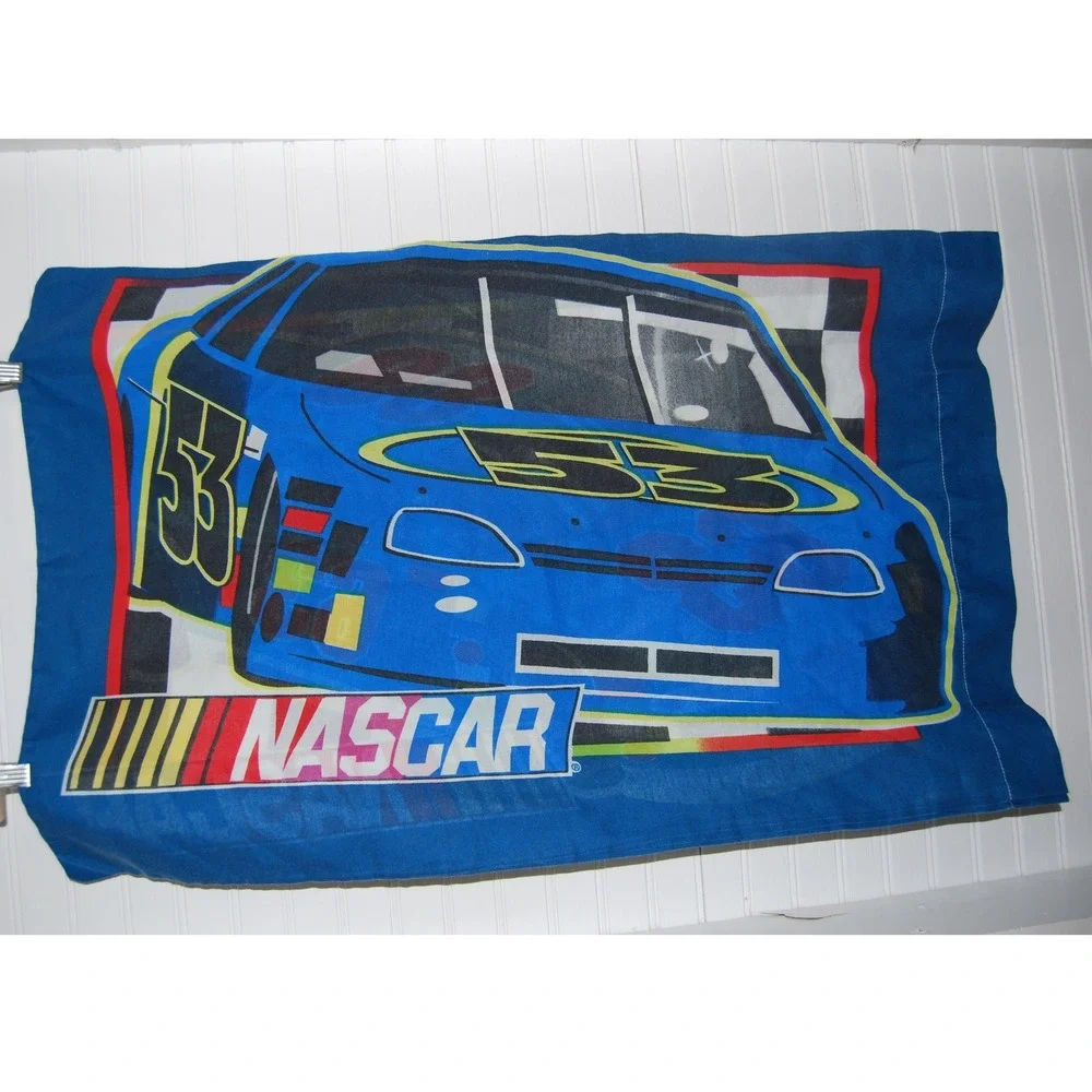 Vintage Nascar Pillowcase Standard size Dan River‎ Two-sided Race car pillow